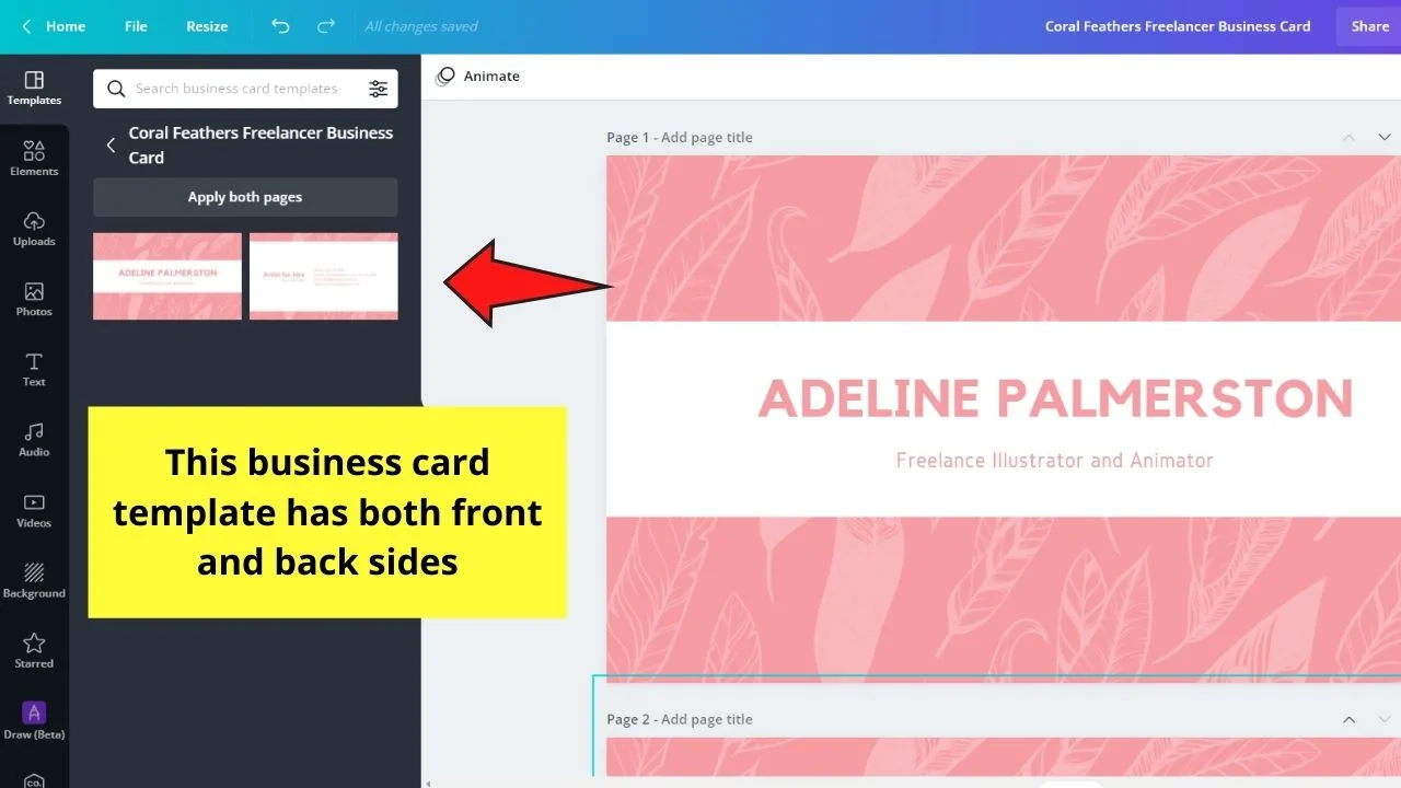 How to Create Business Cards in Canva Step 3.1