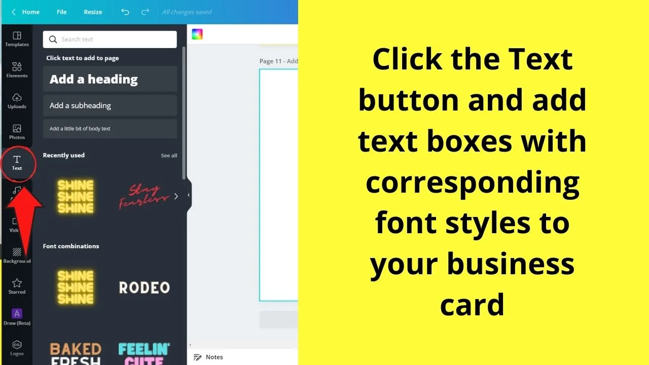How to Create Business Cards in Canva Step 6.3