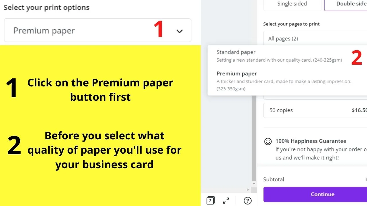 How to Print Business Cards in Canva through Canva Print Step 3.1