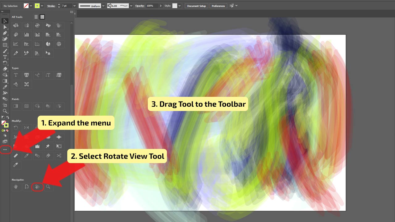 How to Rotate the Canvas in illustrator using the Rotate View Tool Step 3