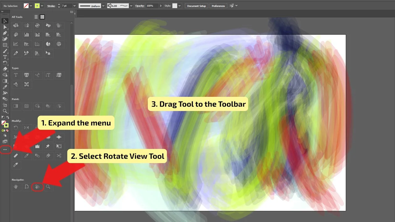How to Rotate the Canvas in illustrator using the Rotate View Tool Step 3