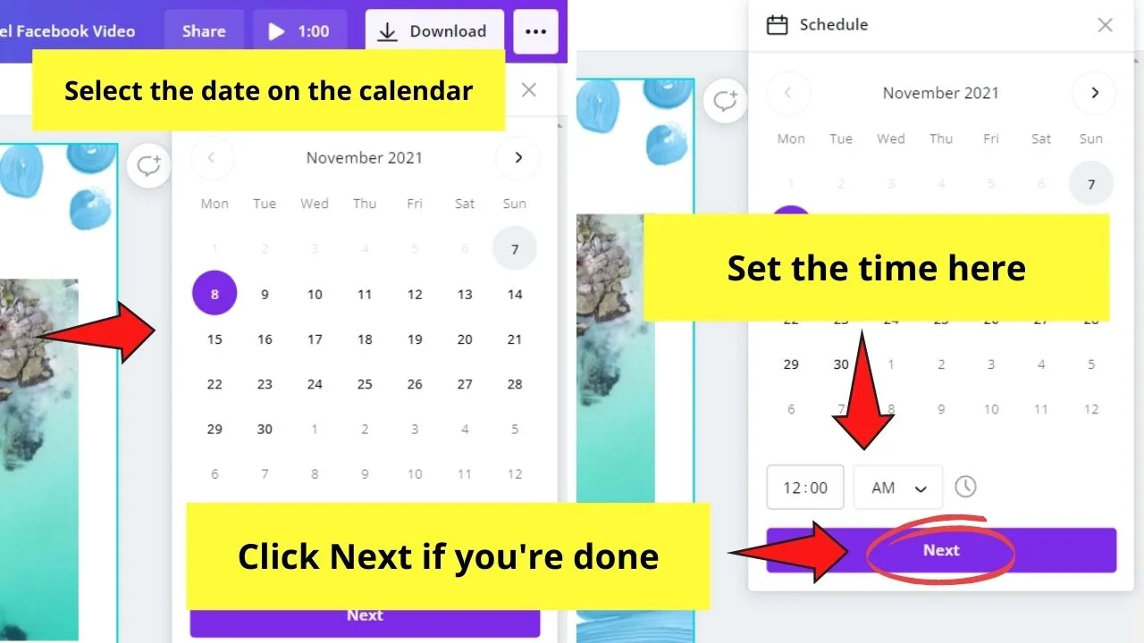 How to Schedule your Social Media Posts Directly From Canva Editor Page Step 3