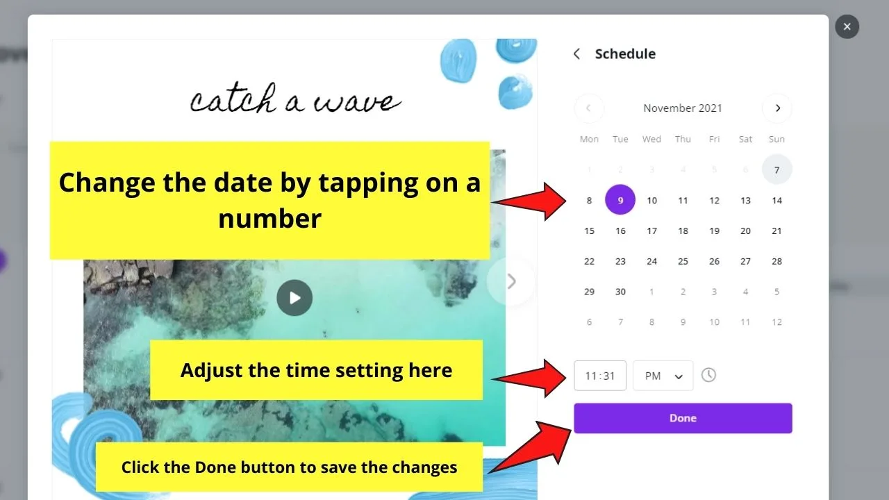 How to Schedule your Social Media Posts Directly From Canva Homepage Step 4.2