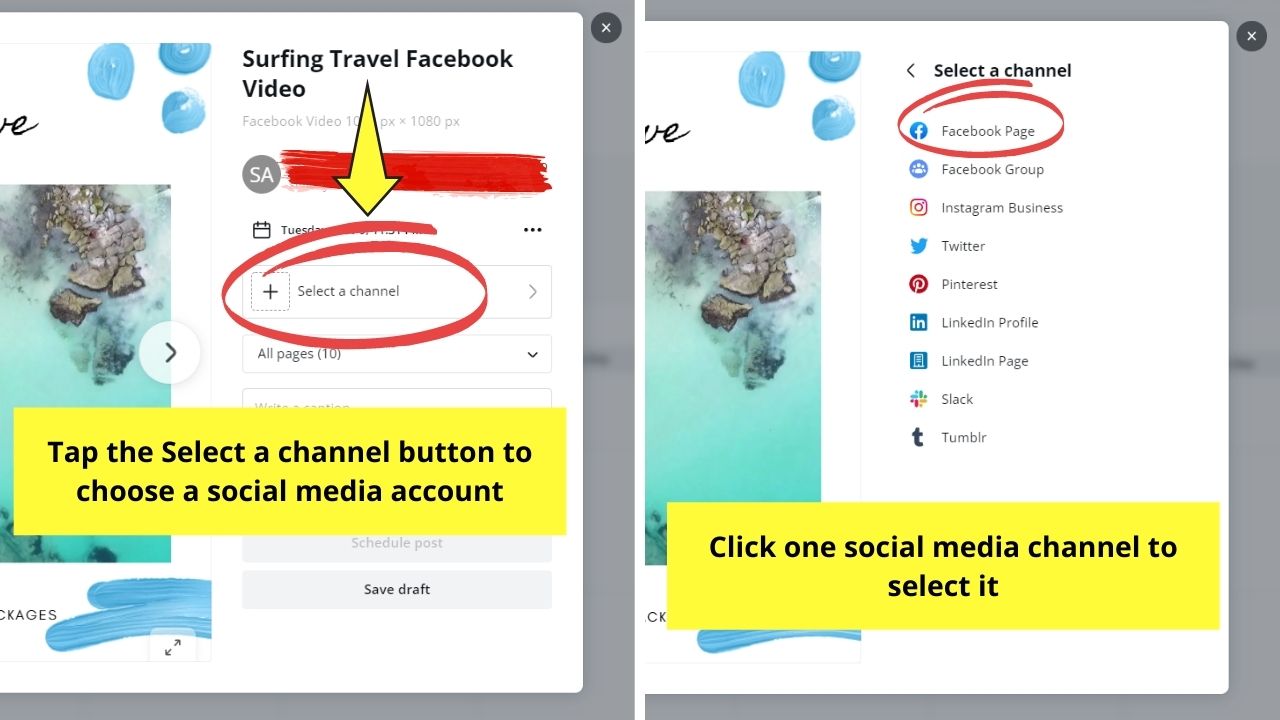 How to Schedule your Social Media Posts Directly From Canva Homepage Step 5