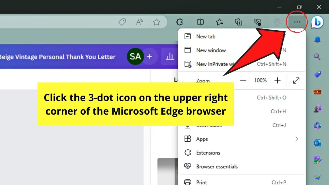 How to Spell Check in Canva Using Microsoft Edge Spell Check Step 1