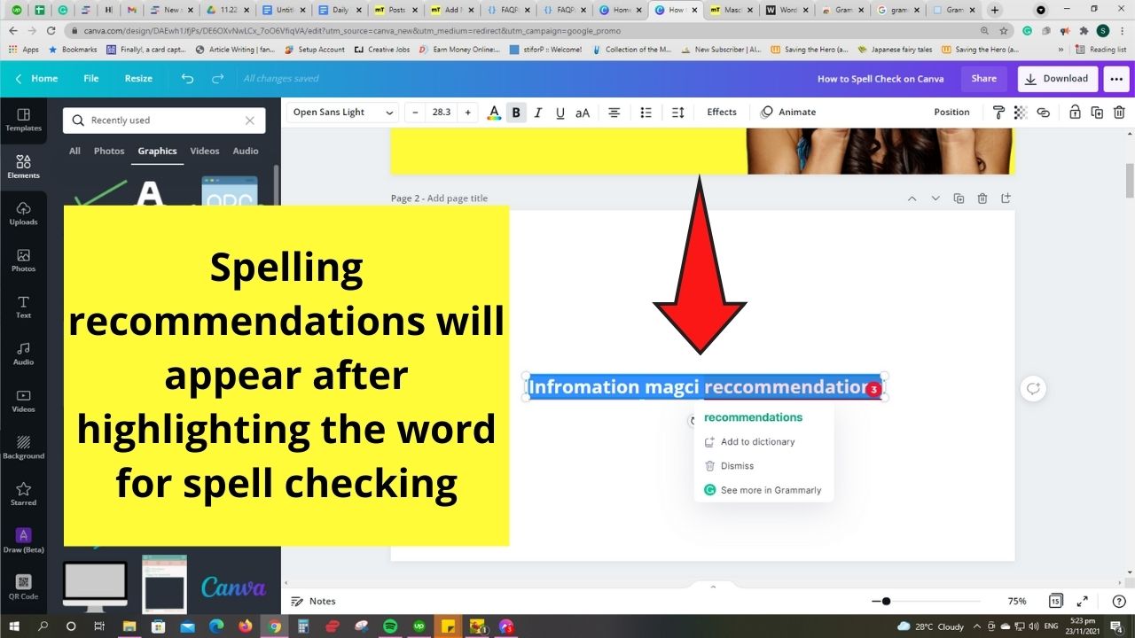 How to Spell Check on Canva Grammarly Chrome Extension Step 4