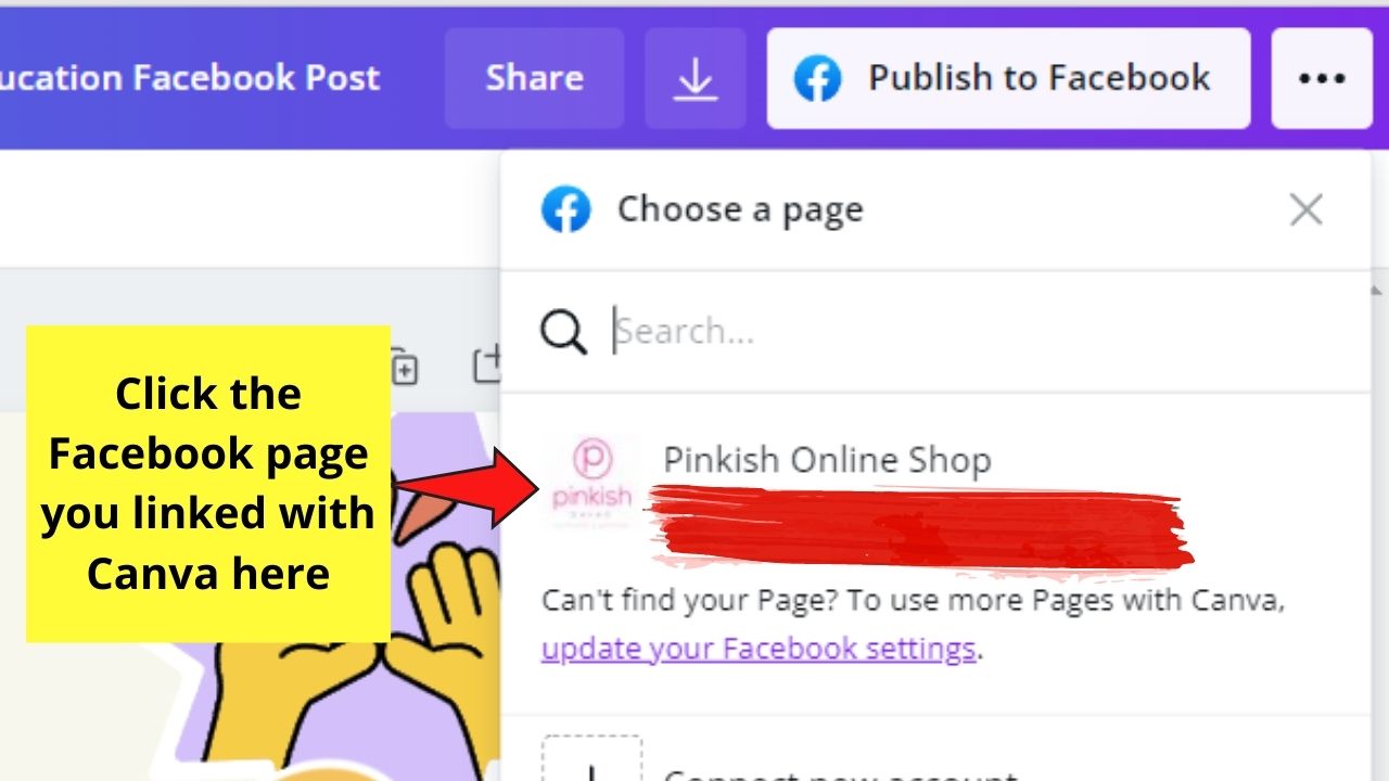 How to Use Canva for Facebook Publish Now Button Step 2