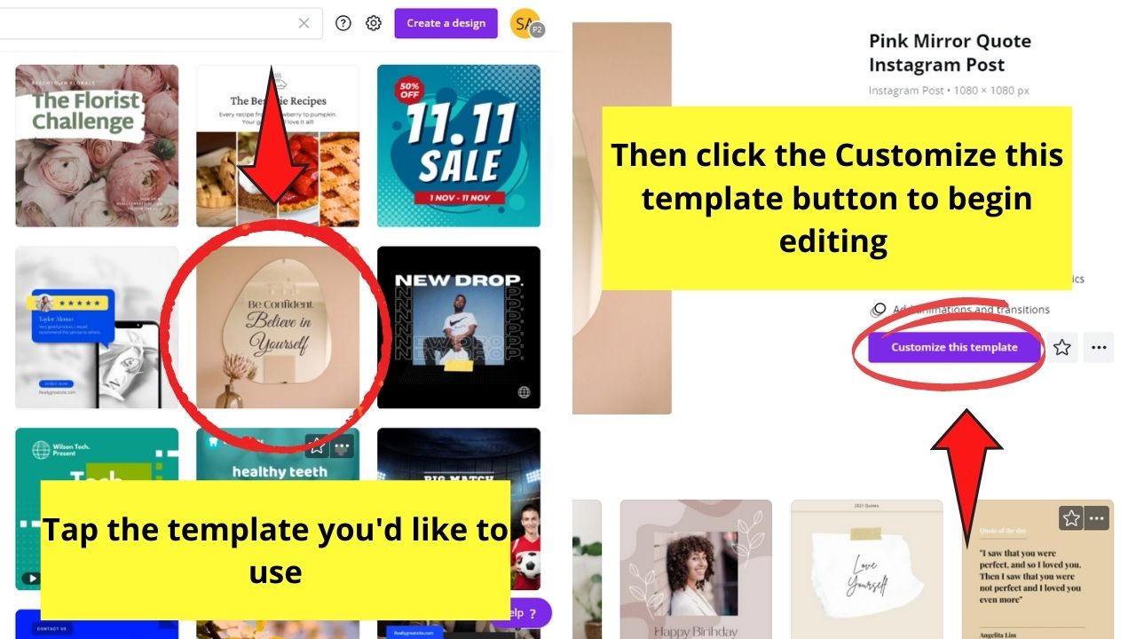 How to Use Canva for Instagram Creating Posts Step 2