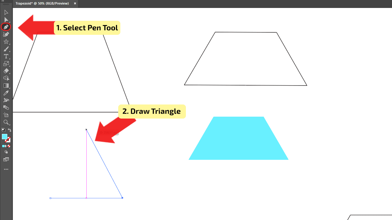 How to make a Trapezoid in Illustrator using the Pen Tool Step 1
