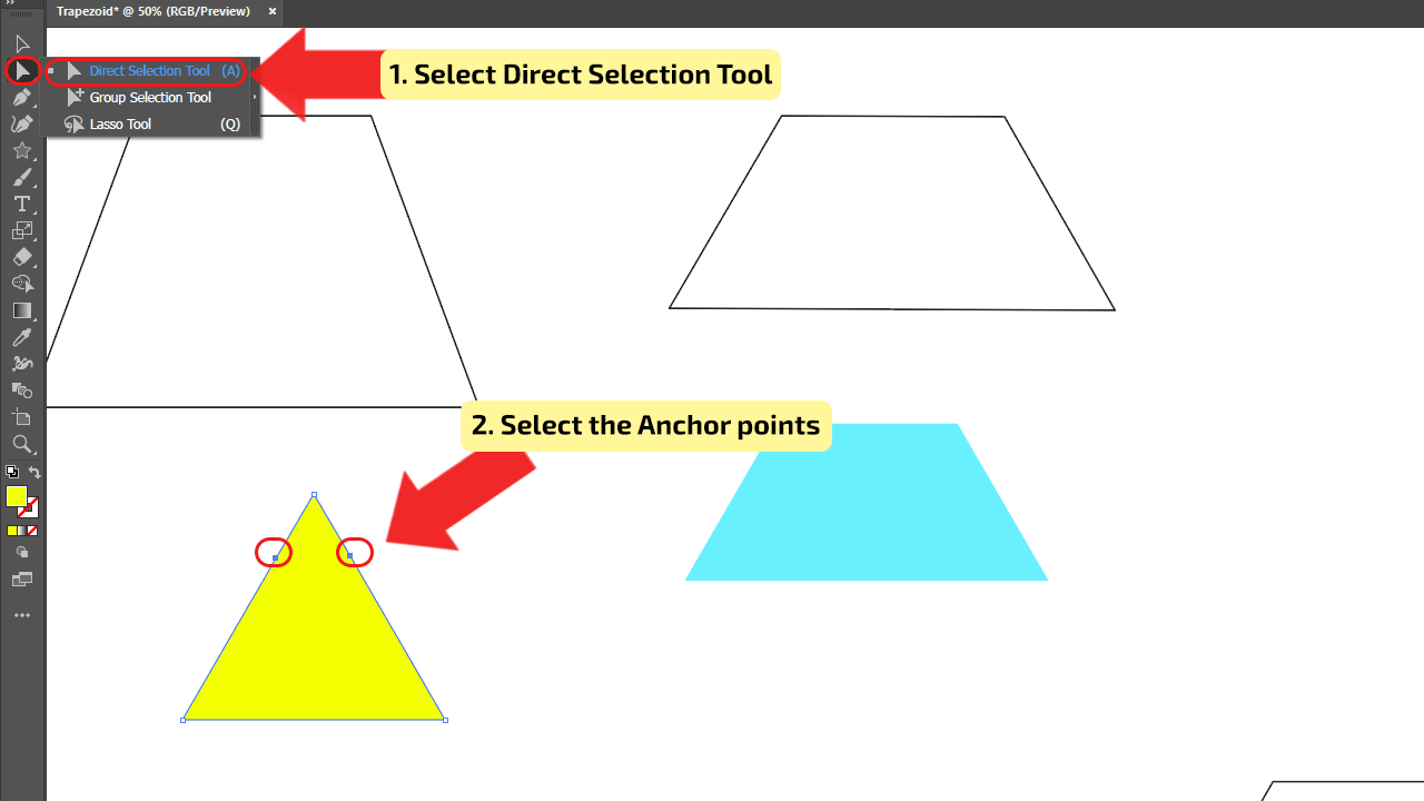 How to make a Trapezoid in Illustrator using the Pen Tool Step 3