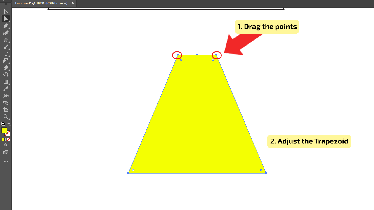 How to make a Trapezoid in Illustrator using the Pen Tool Step 4