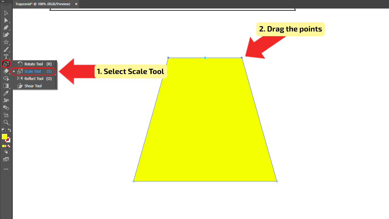 How to make a Trapezoid in Illustrator using the Pen Tool Step 5