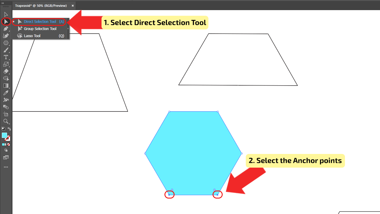 How to make a trapezoid in Illustrator using the Polygon Tool Step 3