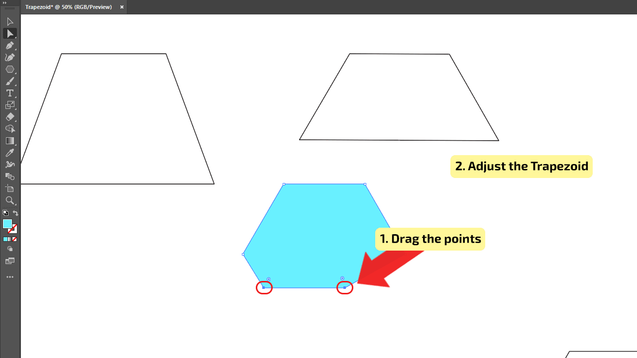 How to make a trapezoid in Illustrator using the Polygon Tool Step 4
