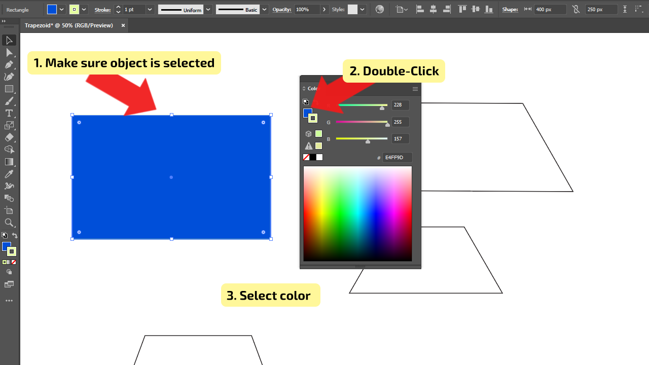 How to make a Trapezoid in Illustrator using the rectangle tool Step 3
