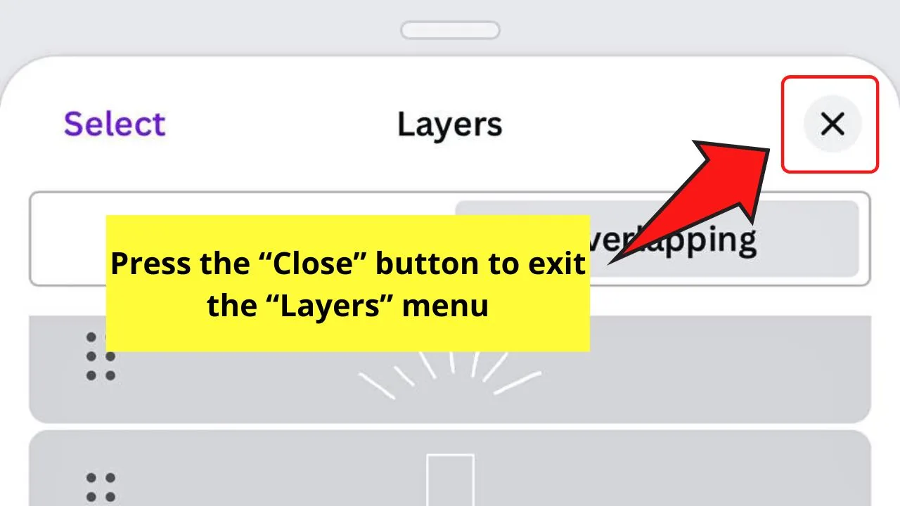 Send to Back on the Canva Mobile App Using the Layers Button Step 5