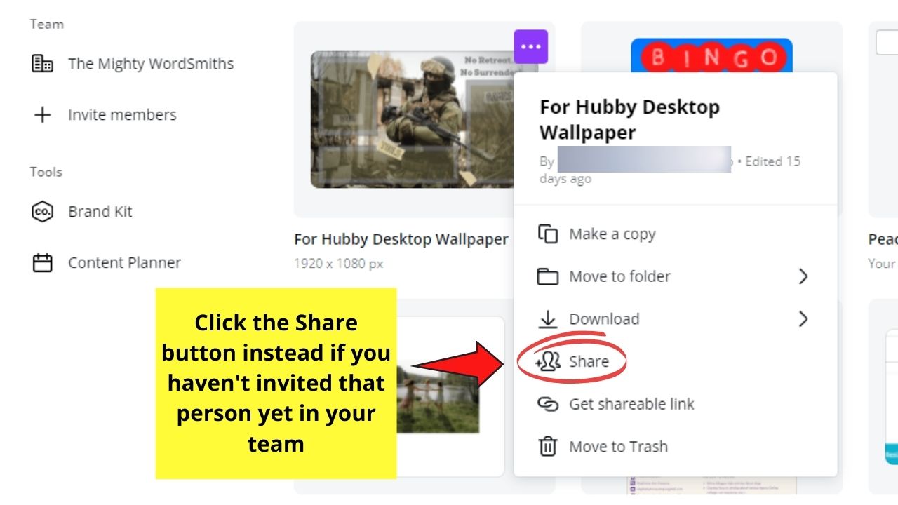 How do Canva Teams Work Commenting on Team Designs Step 2