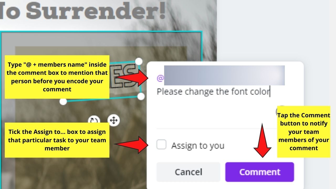 How do Canva Teams Work Commenting on Team Designs Step 3