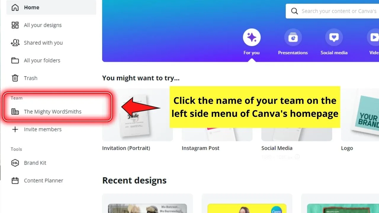 How do Canva Teams Work Creating Groups in a Team Step 1