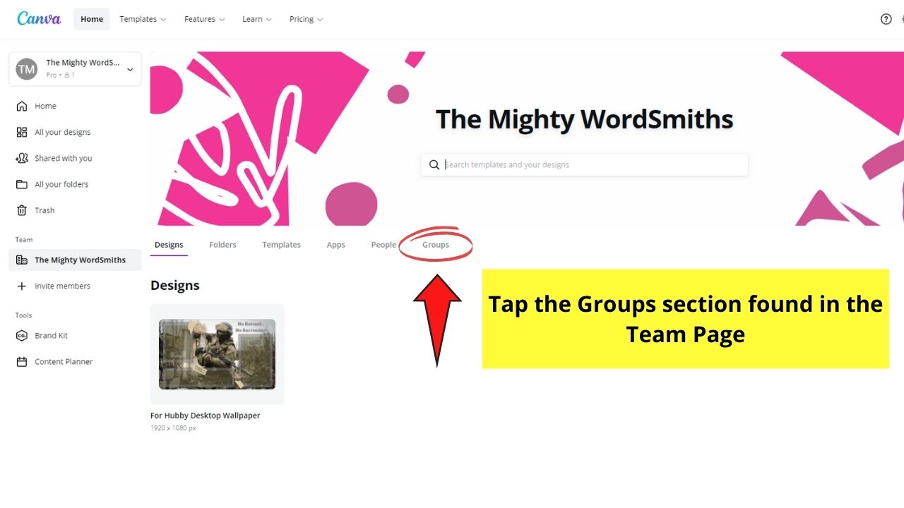 How do Canva Teams Work Creating Groups in a Team Step 2