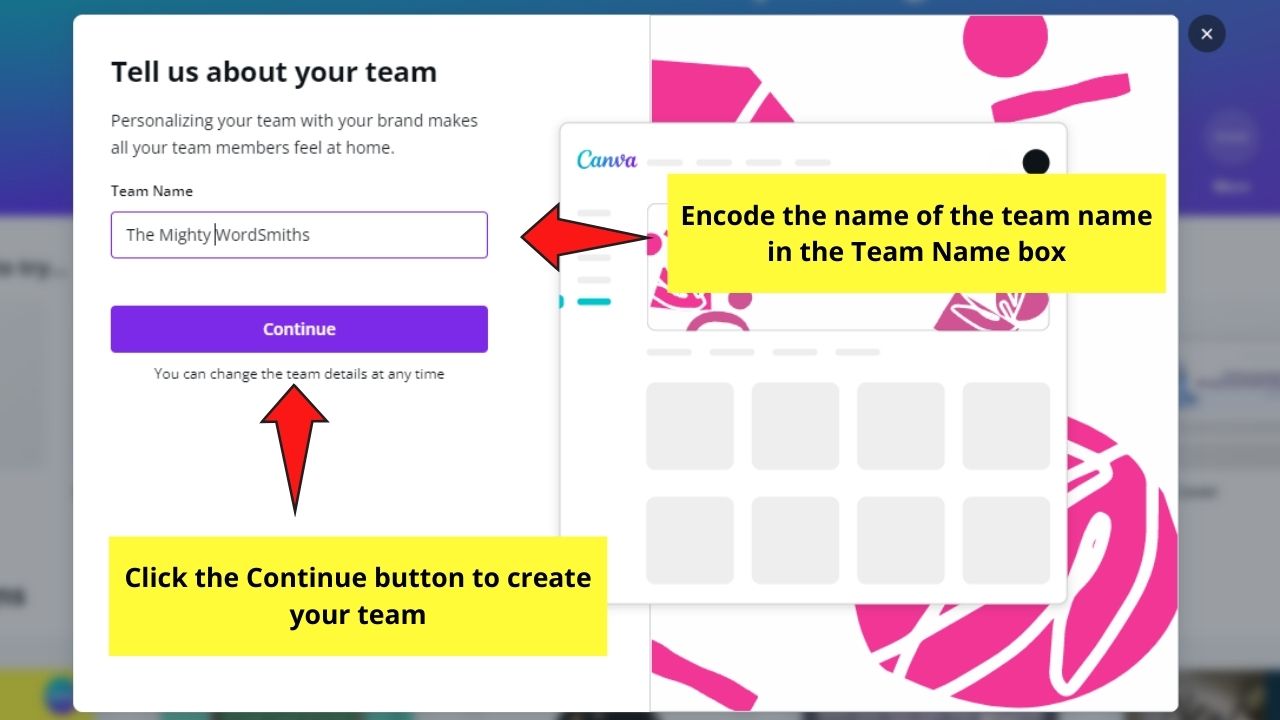 How do Canva Teams Work Creating a Canva Team Step 1