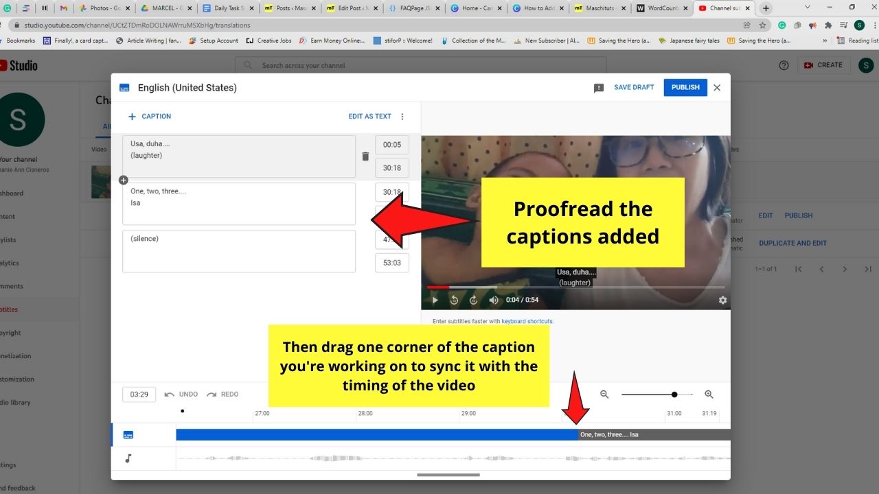 How to Add Closed Captions to Your YouTube Videos Pasting and Syncing Video Transcript Step 4
