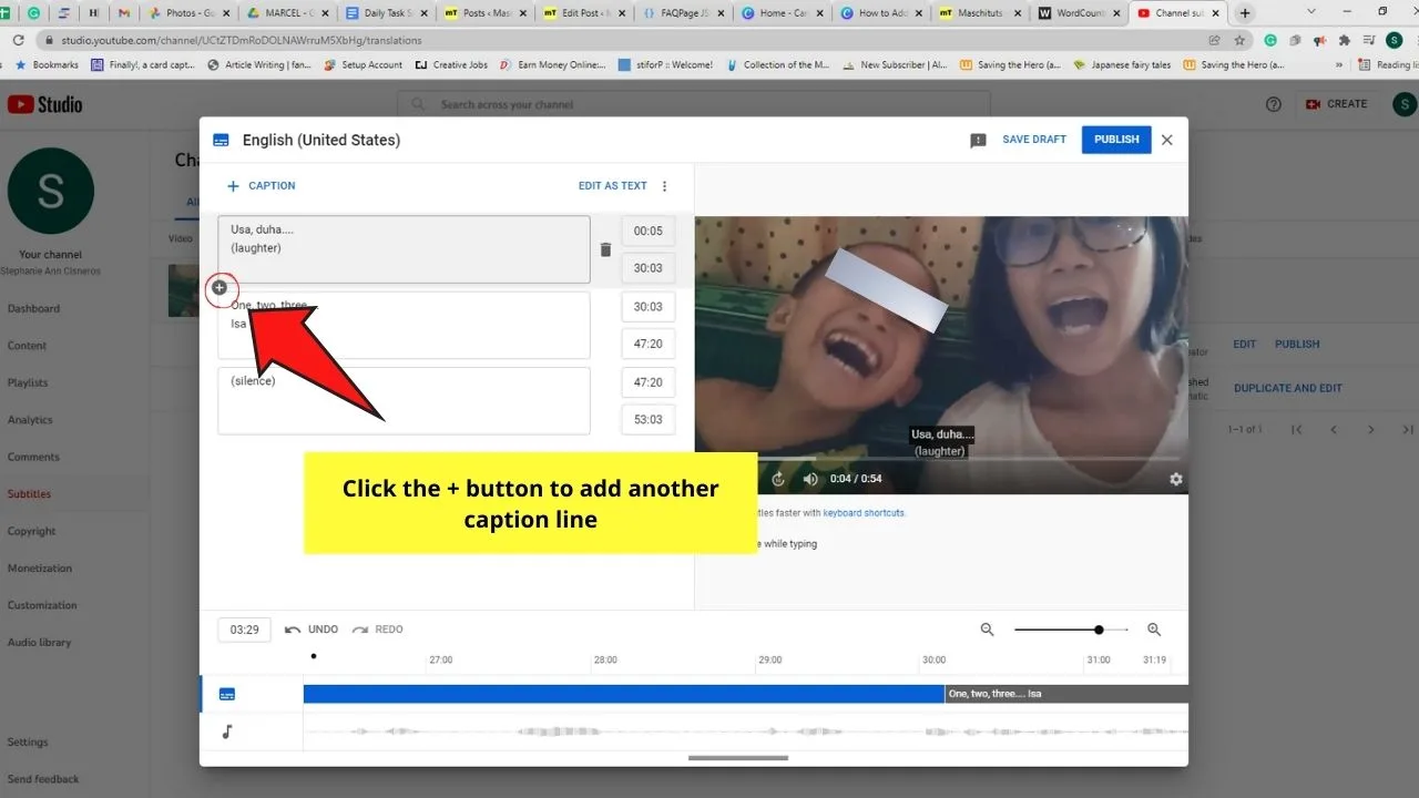 How to Add Closed Captions to Your YouTube Videos Pasting and Syncing Video Transcript Step 5.1