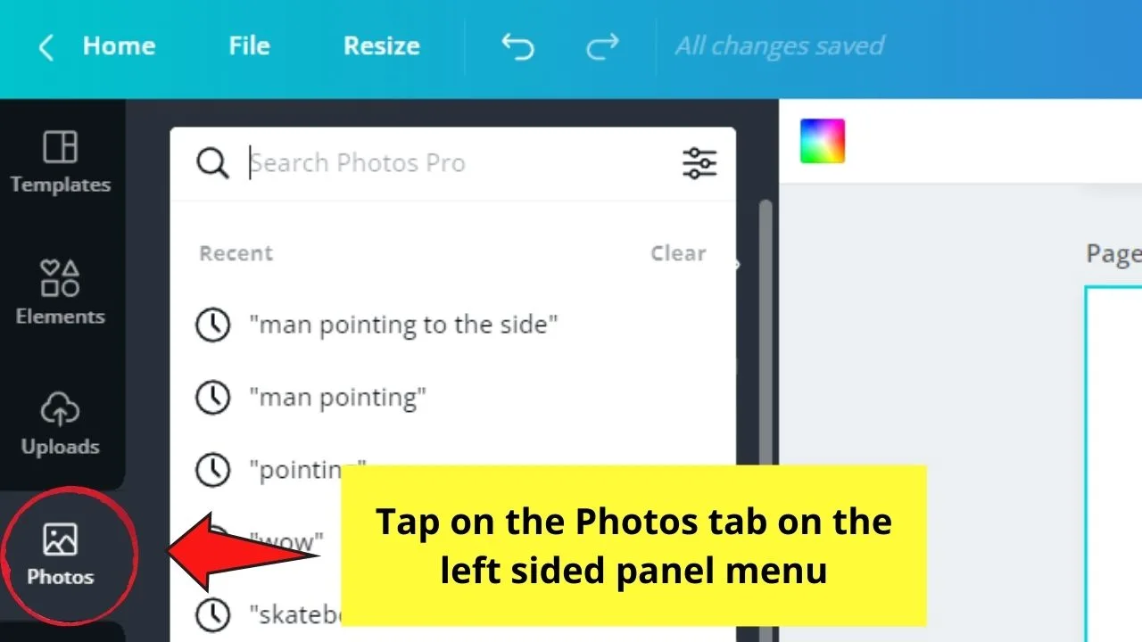 How to Add Photos to Canva through the Gallery Step 1
