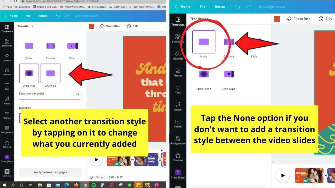 How to Add Video Transitions in Canva Step 8