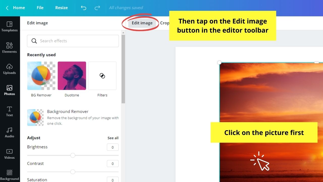 How to Blend Photos in Canva Step 2.1