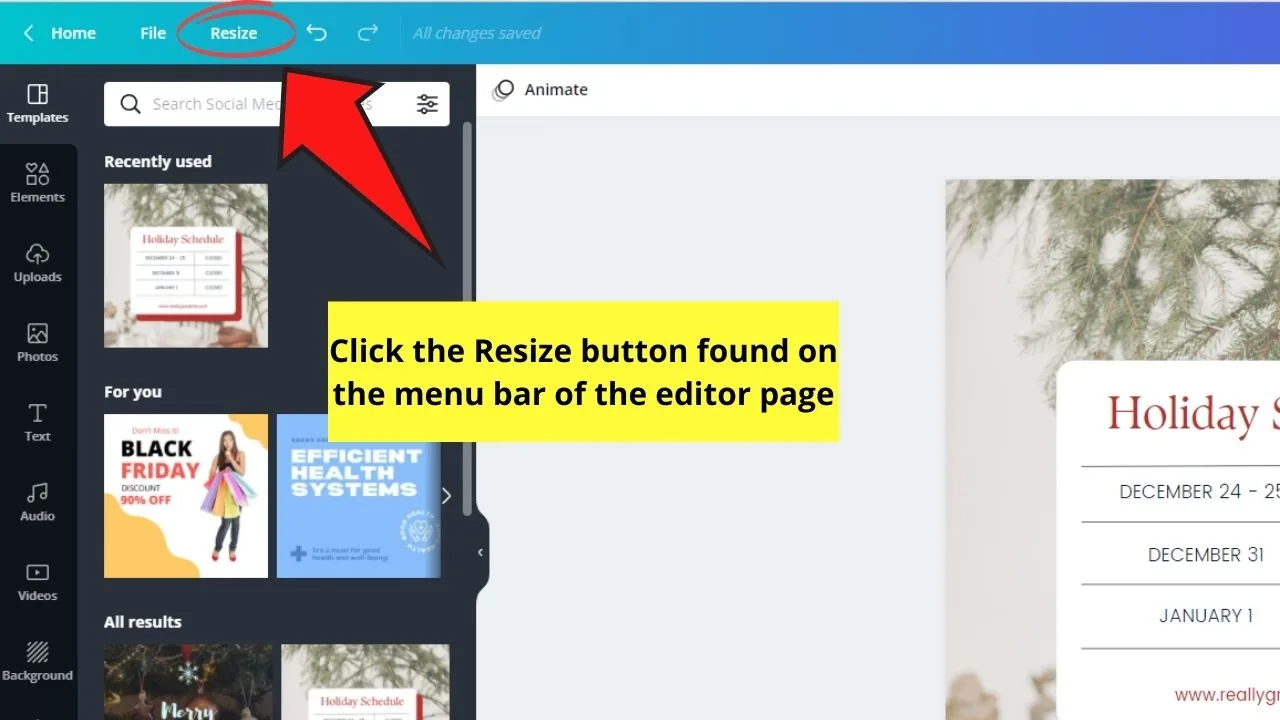 How to Change Page Orientation in Canva Step 1