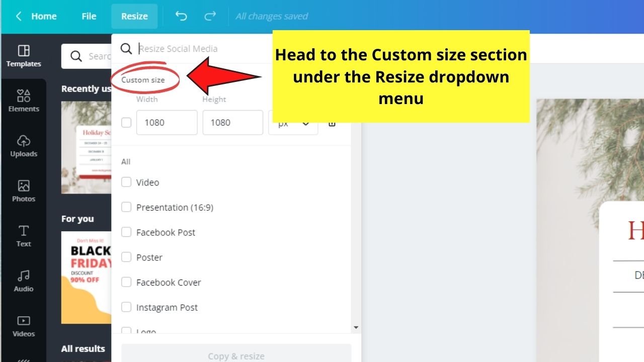 How to Change Page Orientation in Canva Step 2