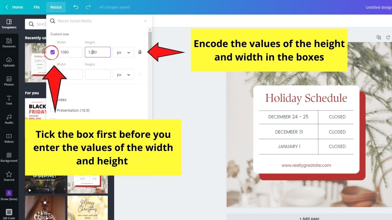 How to Change Page Orientation in Canva Step 3.1