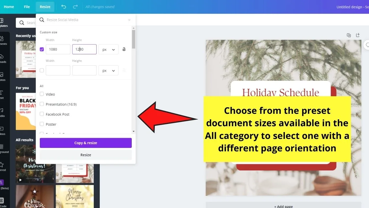How to Change Page Orientation in Canva Step 3.2