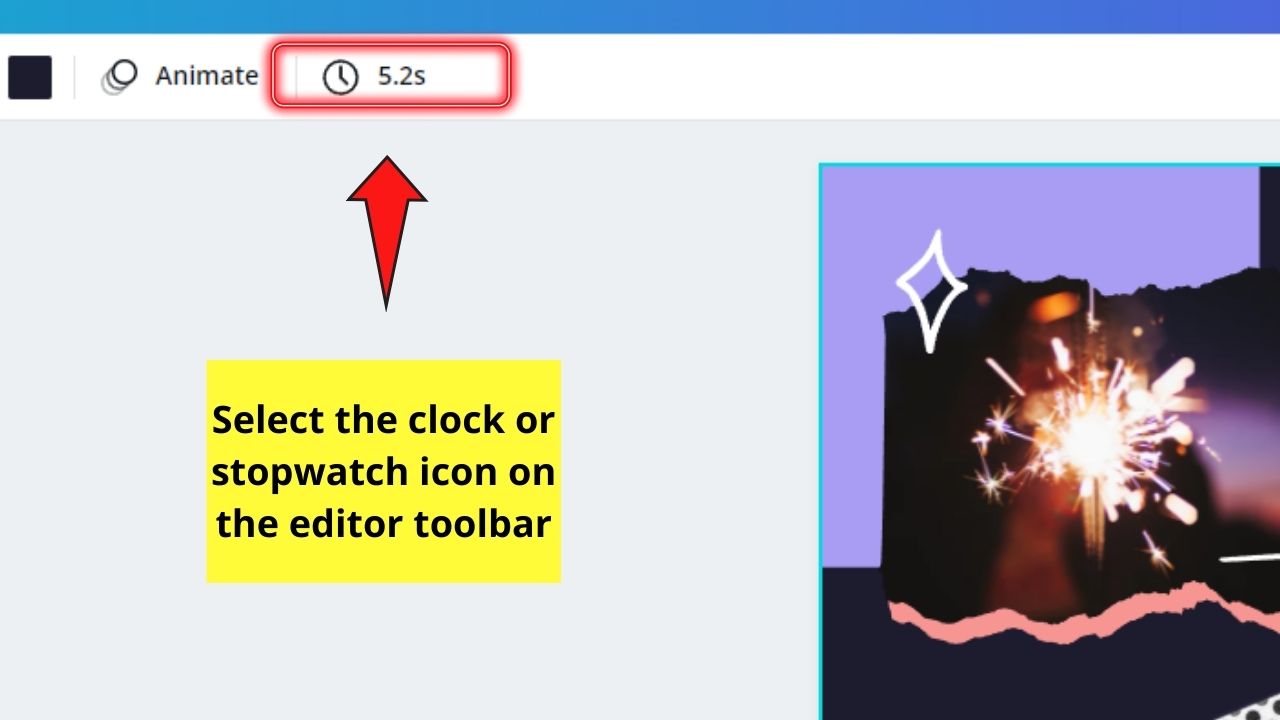 How to Change the Animation Speed in Canva Use of the Stopwatch Icon Step 2