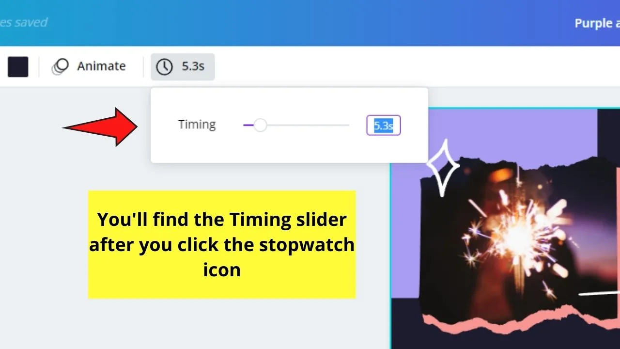 How to Change the Animation Speed in Canva Use of the Stopwatch Icon Step 3.1