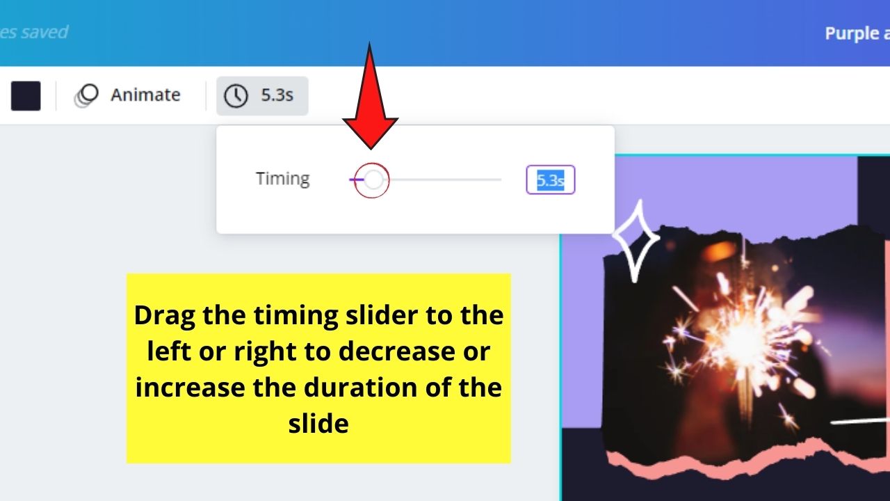 How to Change the Animation Speed in Canva Use of the Stopwatch Icon Step 3.2
