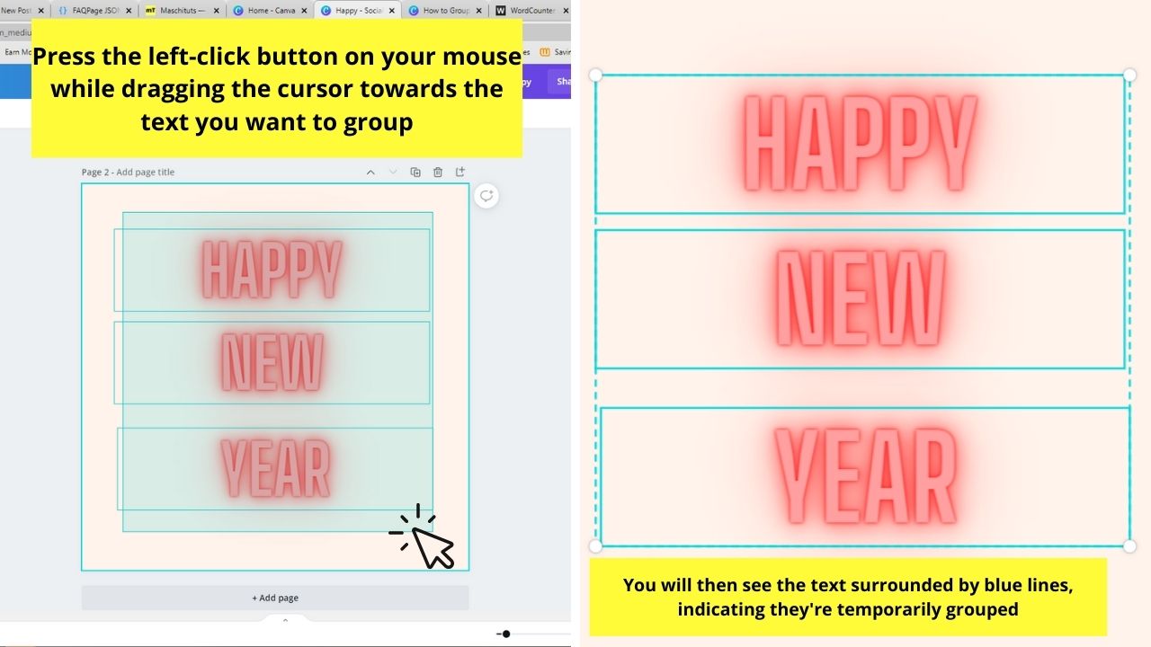 How to Group Text in Canva Step 2