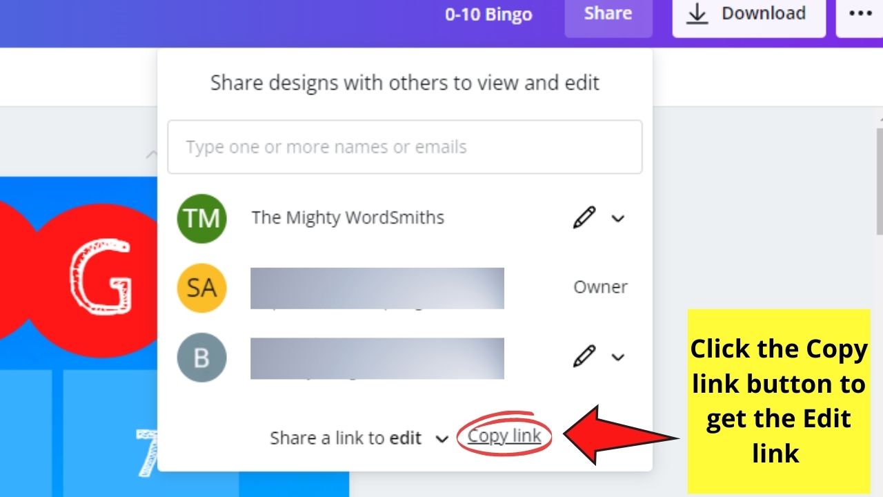 How to Let Others Edit a Canva Design Editor Page Step 7.1