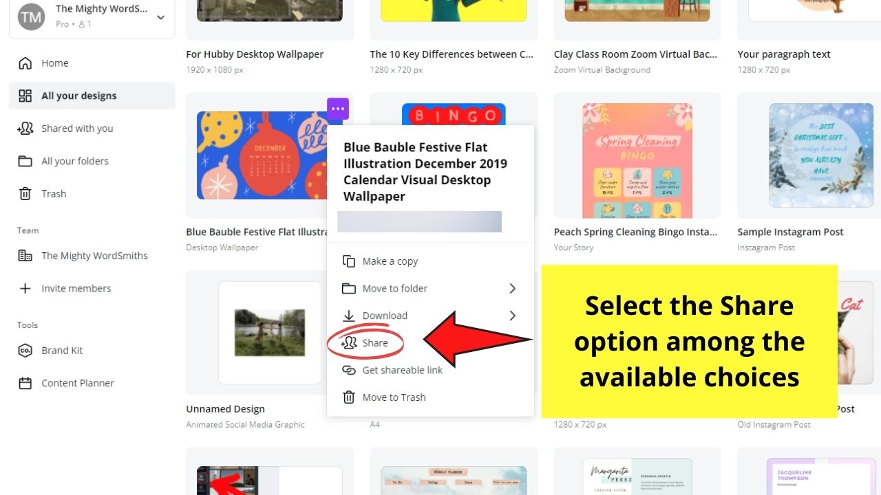 How to Let Others Edit a Canva Design Homepage Step 3.1