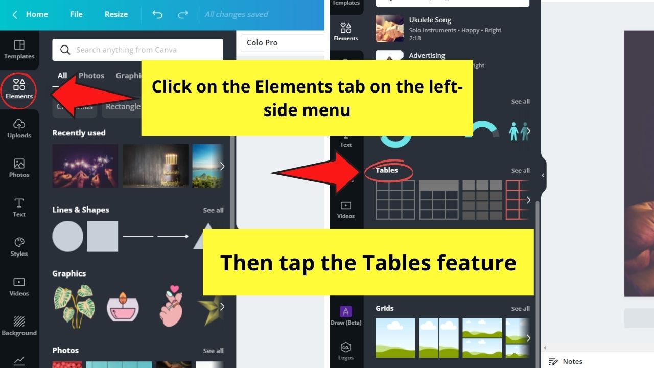 How to Make a Calendar in Canva Using Tables Feature Step 5.1