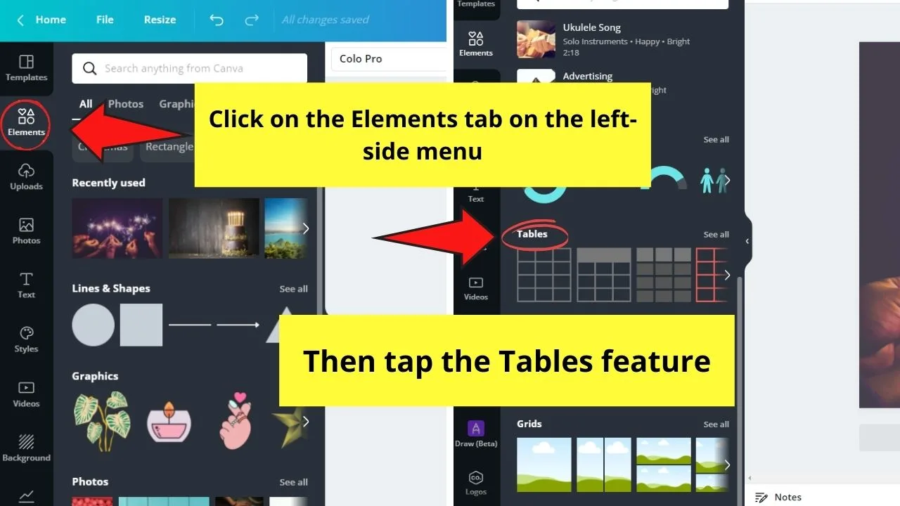 How to Make a Calendar in Canva Using Tables Feature Step 7