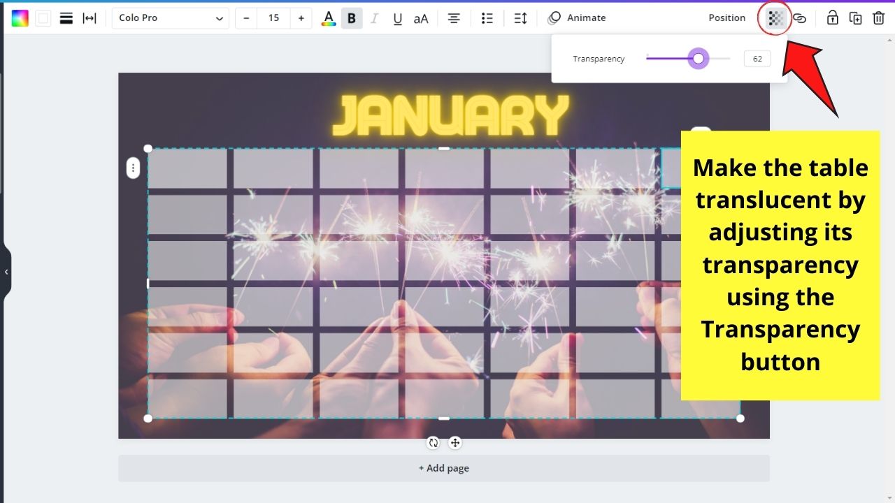 How to Make a Calendar in Canva Using Tables Feature Step 5.4