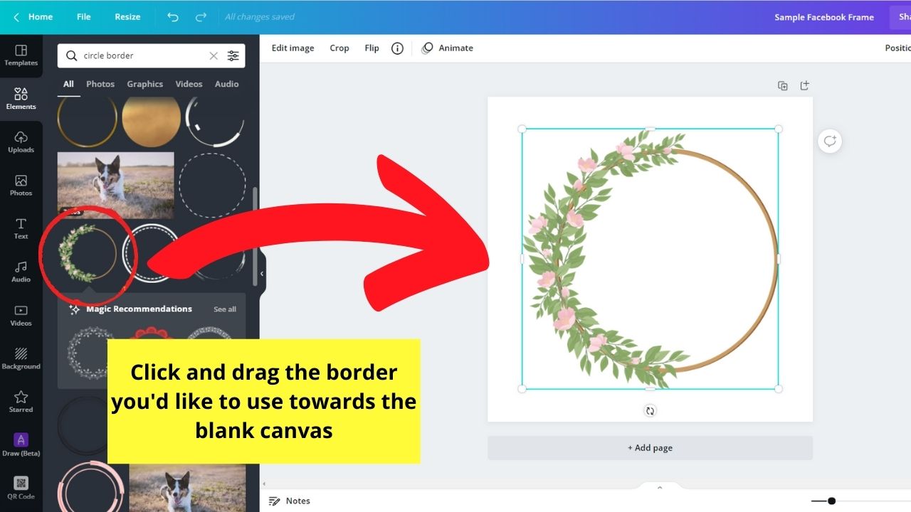 How to Make a Facebook Frame in Canva Step 3.2