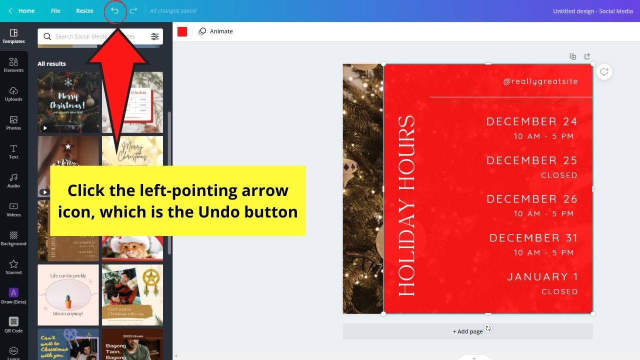 How to Undo Changes in Canva Step 1