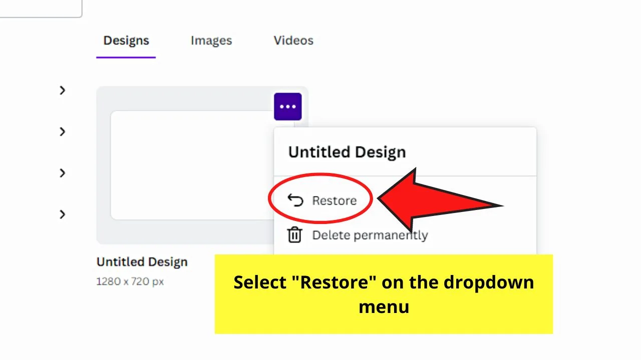 How to Undo Delete Removed Content in Canva Step 3