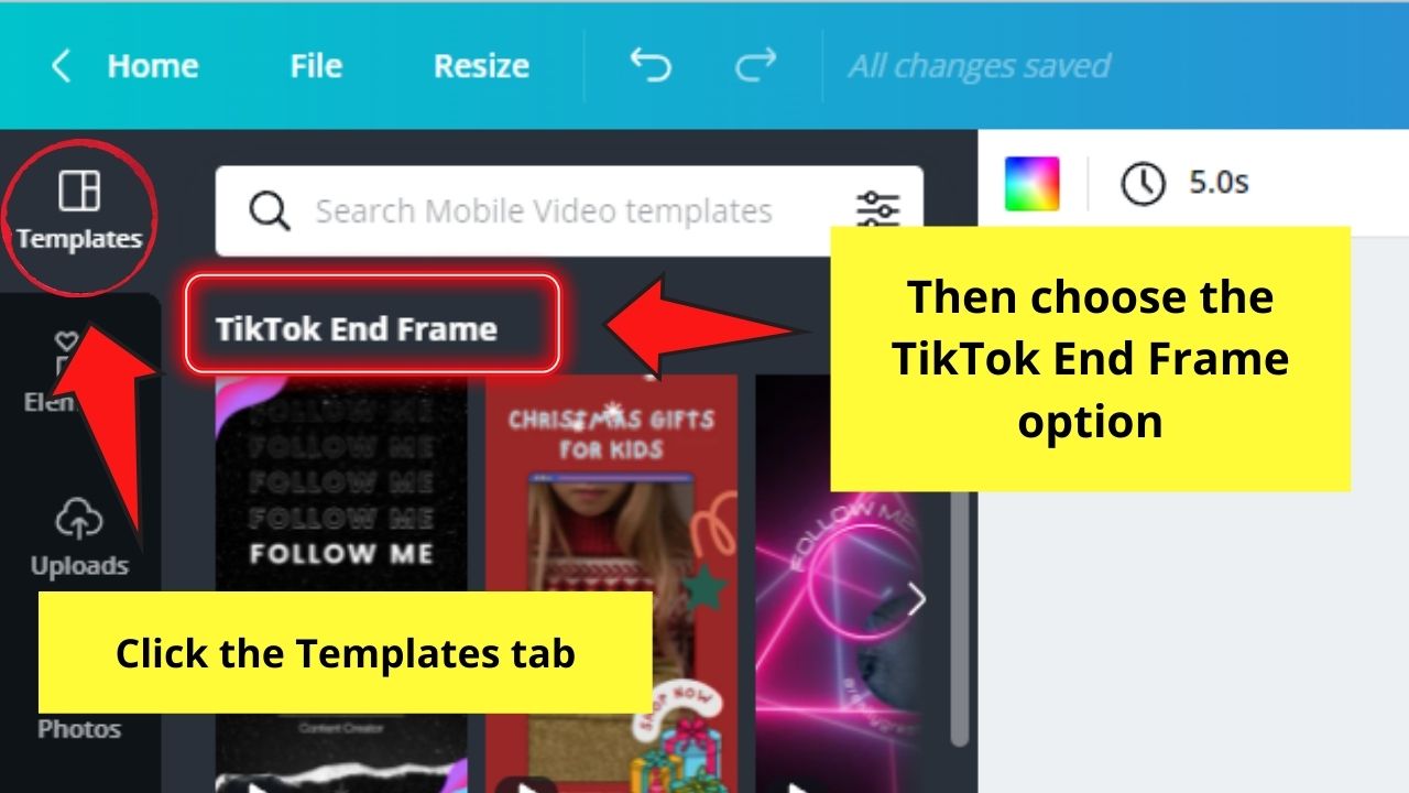 How to Use Canva for Tiktok Creating Tiktok End Frames Step 2