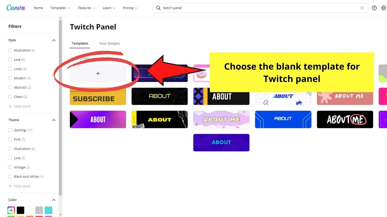How to Use Canva for Twitch Creating Twitch Panels Step 1.3