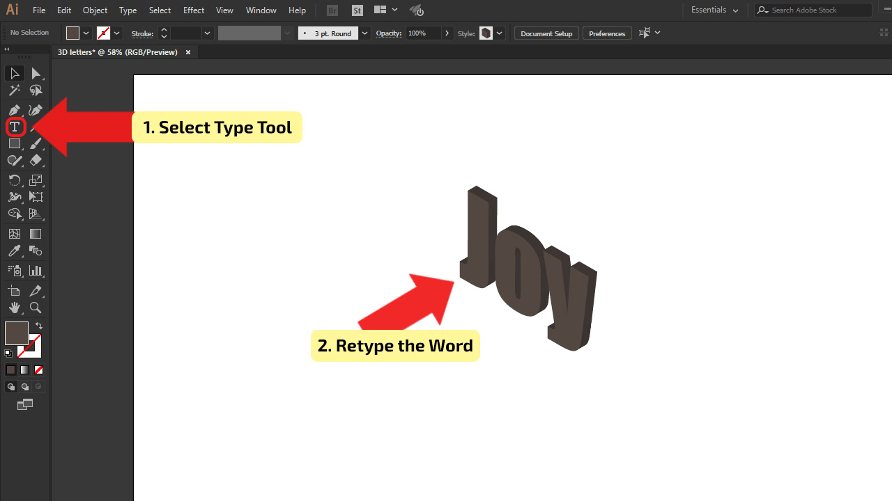 How to make 3d letters in Illustrator Step 10