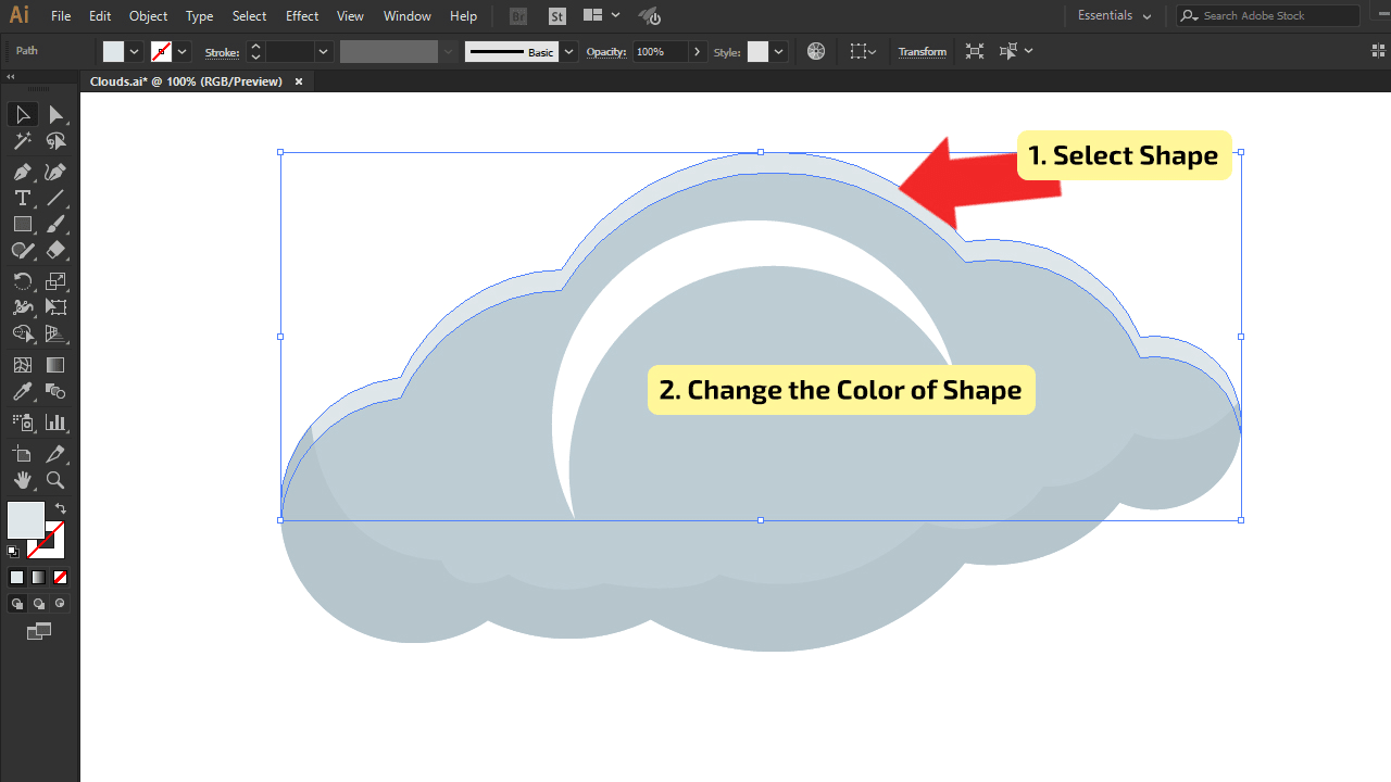 How to make Clouds in Illustrator Step 14